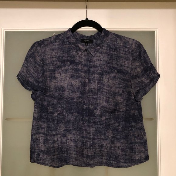 Blue Babaton Blouse 100% Silk - Picture 1 of 3